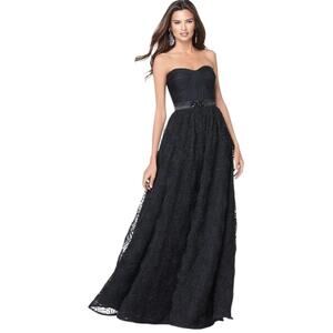 Adrianna Papell Petite Gown XS Strapless Long Dress XSP Petite Black Rose Prom